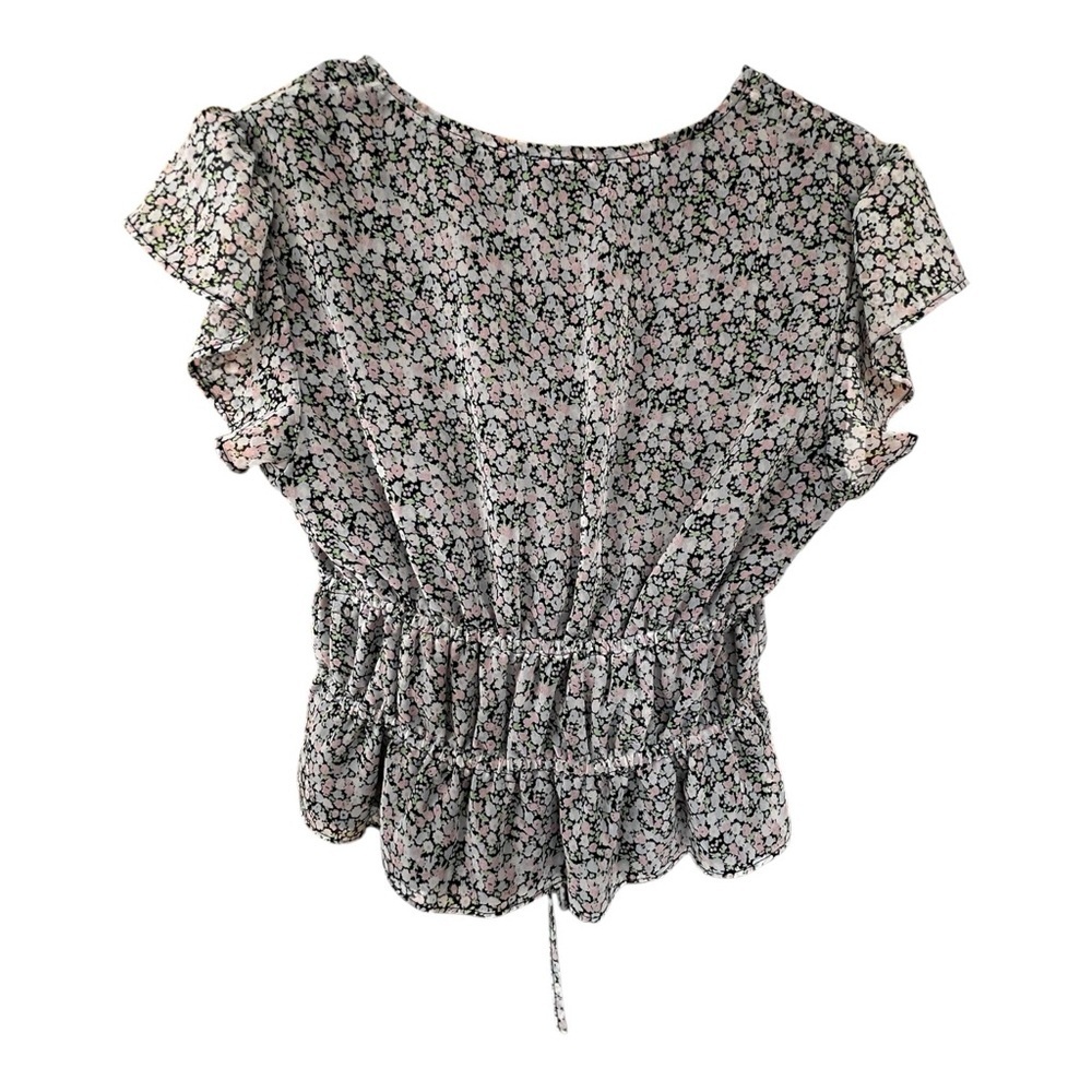 Abound Black Floral Ruffle Blouse - Picture 2 of 4